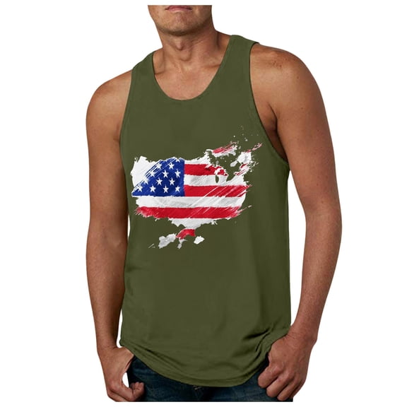Caqnni American Flag Tank Tops for Men 4th of July Shirts Sleeveless Muscle Tank Top Graphic 1776 Gym Workout Patriotic Tank Top (AG,XL)