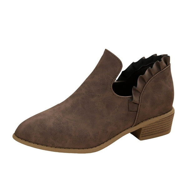 Caqnni Ankle Boots for Women Orthopedic Ankle Boots Arch Support Leather Comfortable Wedge Booties Fall Winter Ankle Boots (9,Coffee)