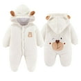 thumbnail image 1 of Caqnni Baby Bear Onesie Outfit Suit Fold-Over Mittens Footies Girls Boys Winter Polar Fleece Jacket Clothes Hooded Jumpsuit Romper (59,White), 1 of 6