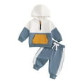 thumbnail image 1 of Caqnni Baby Boy Clothes Girl Outfits Patchwork Colour Sweatshirt Sweat Pant Kids Toddler Tops Pant Sets Home Wear Baby's Children's Thermal Underwear Set(12-18 Months), 1 of 3