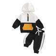 thumbnail image 1 of Caqnni Baby Boy Clothes Girl Outfits Patchwork Colour Sweatshirt Sweat Pant Kids Toddler Tops Pant Sets Home Wear Baby's Children's Thermal Underwear Set(3-6 Months,Black), 1 of 3
