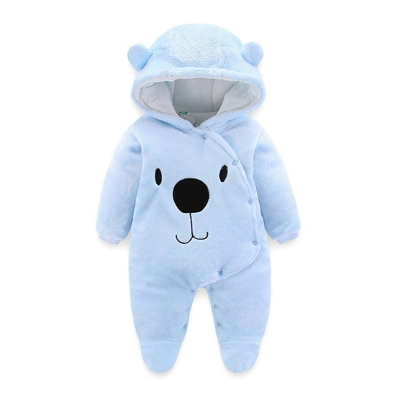 Caqnni Boy One-Piece Suits, Toddler Baby Boy Romper Long Sleeve Bodysuit One Piece Romper Jumpsuit Fall Winter Clothes (Blue,9-12 Months)