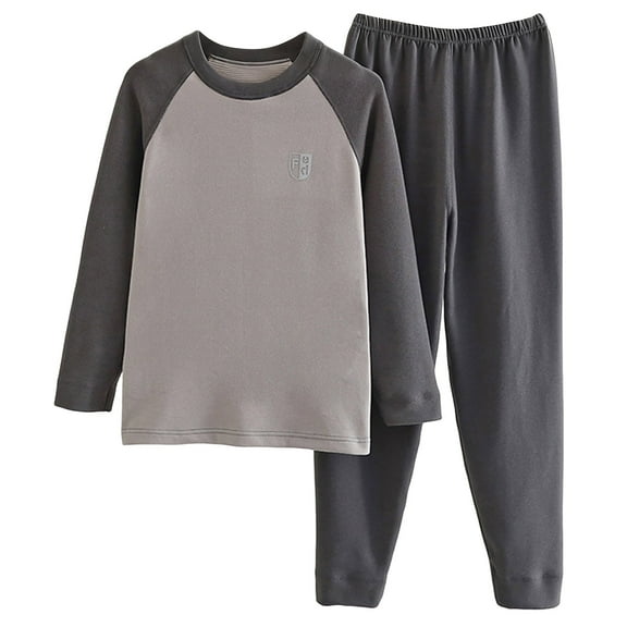 Caqnni Baby Boys Girls Fall Winter Outfits Contrast Color Candy Color Block Long Sleeve Sweatshirt Pants Boys Girls Sweatsuit Fall Clothes Pajamas & Dailywear Set (A-184-Light Gray,15-16 Years)