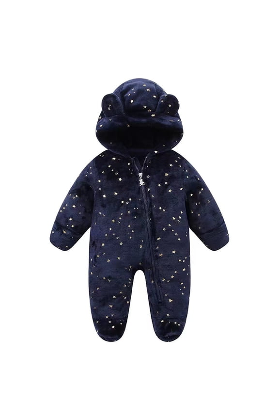 NIEWTR Baby Hooded Bunting Pram Footed Boys Hooded Baby Rabbit Ears Jumpsuit Little Girls Romper Coat Little Girls Coat&jacket (6-12 Months,Navy)