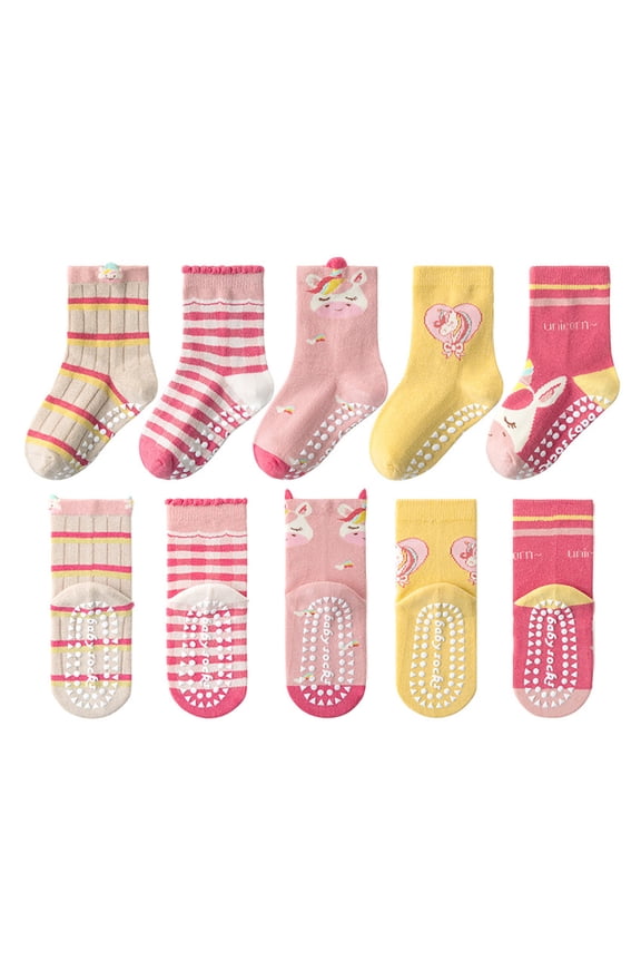 Baby Boys Grips Socks 5 Pairs Kids Toddlers Anti Slip Non Skid Funny Cartoon Crew Breathable Cotton Socks for 1-16 Years 5 Pairs All Seasons GIFT FOR BOYS/GIRLS,3-5 Years