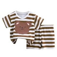 thumbnail image 1 of Caqnni Baby Boys Shorts Clothing Set, 6 12 18 24 Months Short Sleeve Button Closure Shirt with Elastic Waist Shorts Outfits Pajamas & Dailywear Set (A41-Brown,3-9 Months), 1 of 4