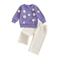 thumbnail image 1 of Caqnni Baby Fall Clothes Color Block Crewneck Sweatshirt Top Elastic Pants Set Toddler Winter Outfits Homewear Fall Winter Outfitï¼Purpleï¼2-3 Yearsï¼, 1 of 8