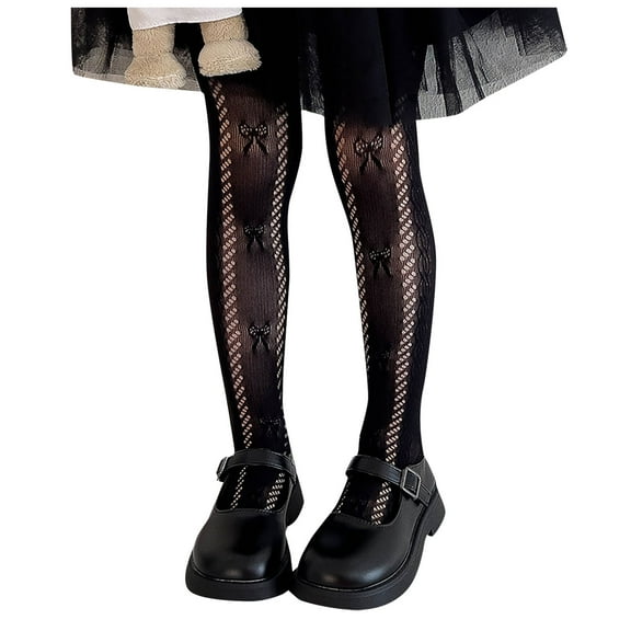 Caqnni Baby Girl Non-Slip Socks Knee High Lace Princess Socks Long Tube Long Stockings Ruffled Socks School Leggings (Black,9-13)