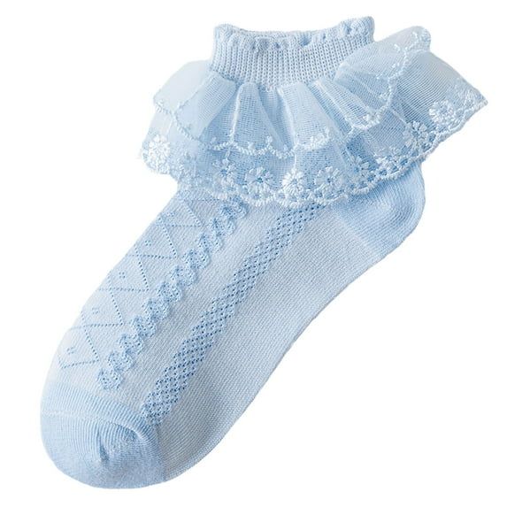 Caqnni Baby Girl Socks Toddler Dress Socks Infant Ruffle Socks Eyelet Frilly Baby Socks Lace Princess Ruffle Dress Ankle Mary Jane Shoes Socks Ruffle Lace Socks ,1-3 Years