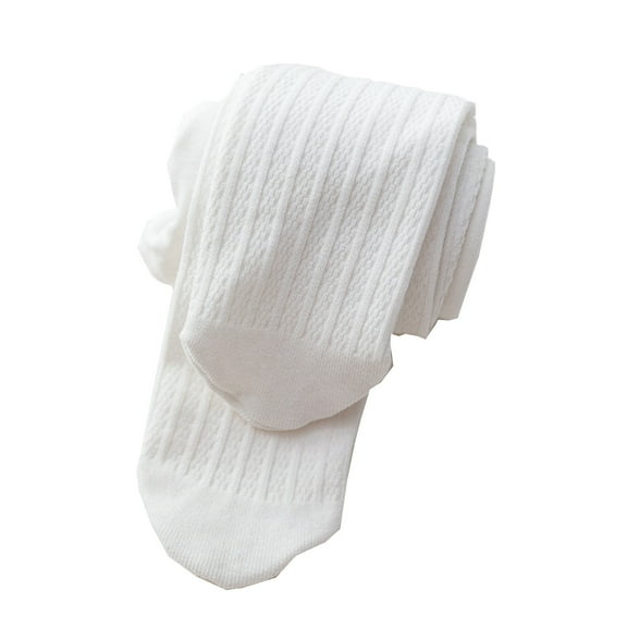 Caqnni Baby Girl Tights Toddler Cable Knit Leggings Seamless Cotton Stockings Winter Warm Pantyhose (White,3-5 Years)