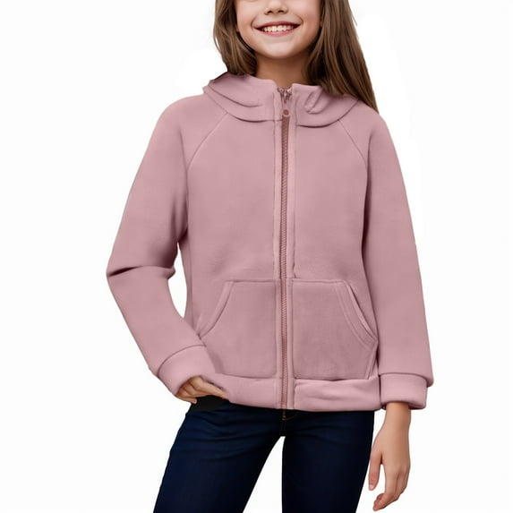 Caqnni Baby Girls Boys Polar Fleece Jacket Zip Up Hoodies Winter Warm Teddy Coats Christmas Sweater Toddler Kids Bear Ear Clothes (9-10 Years,Pink)