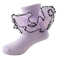thumbnail image 1 of Caqnni Baby Girls Lace Mesh Ankle Socks White Pink Blue Princess Ruffle Breathable Cotton Short Sock (Purple,4-6 Years), 1 of 3