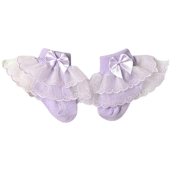 Caqnni Baby Girls Ruffle Socks Frilly Lace Ankle Socks Cotton Princess Socks for Toddlers Kids Girl Princess Ruffle Socks for 1-8 Years