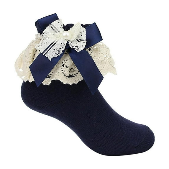 Caqnni Baby Girls Ruffle Socks Frilly Lace Ankle Socks Cotton Princess Socks for Toddlers Kids Girl for 1-8 Years