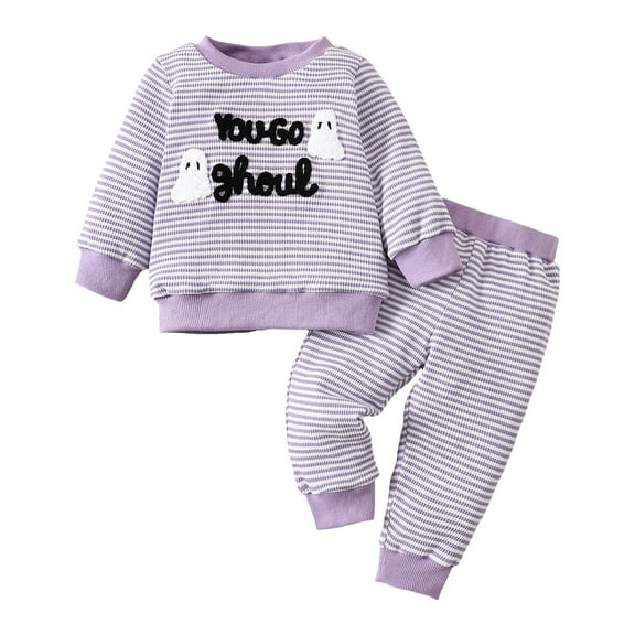 Caqnni Baby Girls' and Toddler Long Sleeve Top and Pants Snug Fit Cotton 2 Piece Pajama Sleepwear Set for Girls 6 9 12 18 24 Months Pajamas & Dailywear,Light Purple,6-12 Months