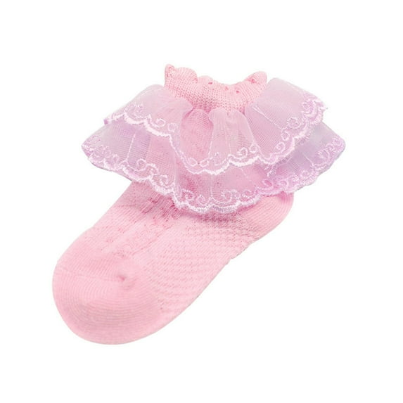 Caqnni Baby Grils Ruffle Lace Socks Toddler Vintage Ribbed Princess Frilly Dress Short Socks School Uniform Turn Socks Ruffle Lace Socks ,5-6 Years