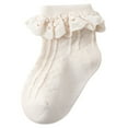 thumbnail image 1 of Caqnni Baby Lace Socks Girl Eyelet Ruffle Socks Toddler Dress Crew Socks (Beige,L), 1 of 6