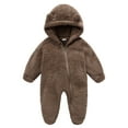 thumbnail image 1 of Caqnni Baby Romper Jumpsuit Long Sleeve Thick Warm Climbing jumpsuit Outfit Fall Winter Onesie Outwear Bodysuit Jumpsuit (6-9 Months,Brown), 1 of 6