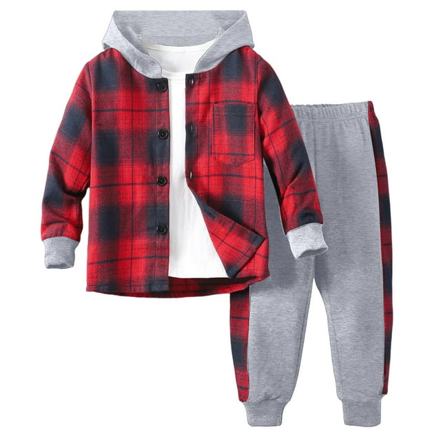 Caqnni Baby Toddler Boys Little Girls Long Sleeve Pullover Plaid Hoodie ...