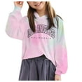 thumbnail image 1 of Caqnni Baby Toddler Girl Warm Fleece Long Sleeve Letter Tie Dyed Pullover Sweatshirts for Fall and Winter (12-13 Years,Dark Purple), 1 of 4
