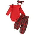 thumbnail image 1 of Caqnni Babys Color Block Elastic Waist Drawstring Spring Fall Clothing Cotton Outfit Fall Winter Set Homewear Fall Winter Outfit Pajamas & Dailywear Set（Red，6-12 Months）, 1 of 9