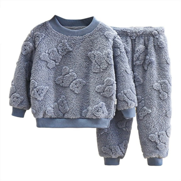 Caqnni Babys Outfits Contrast Color Toddler Boys Long Sleeve Romper Top Overall Casual Pants Set Homewear Fall Winter Outfit（Blue，8-9Y）