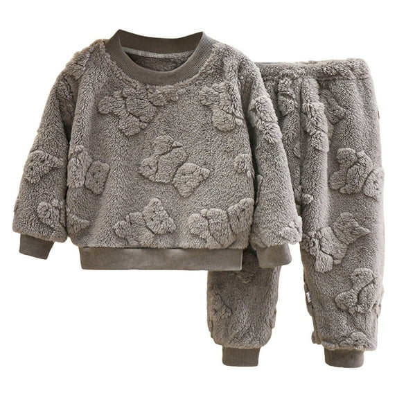 Caqnni Babys Outfits Contrast Color Toddler Boys Long Sleeve Romper Top Overall Casual Pants Set Homewear Fall Winter Outfit(Grey,2-3Y)