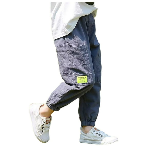 Caqnni Baggy Cargo Pants for Little Boys Toddler & Kids Water-Resistant Utility Parachute Pants with Pockets Teen Boys Pants Boys 18-24 Months
