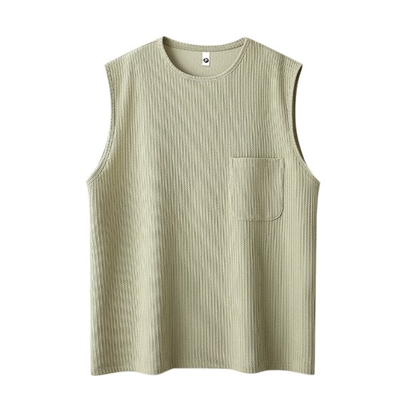 Caqnni Basic Style Classical Color Easy to Match Tank Top Comfort Soft Sleeveless for Men Gym Workout Casual T-Shirt (Green,XXL)