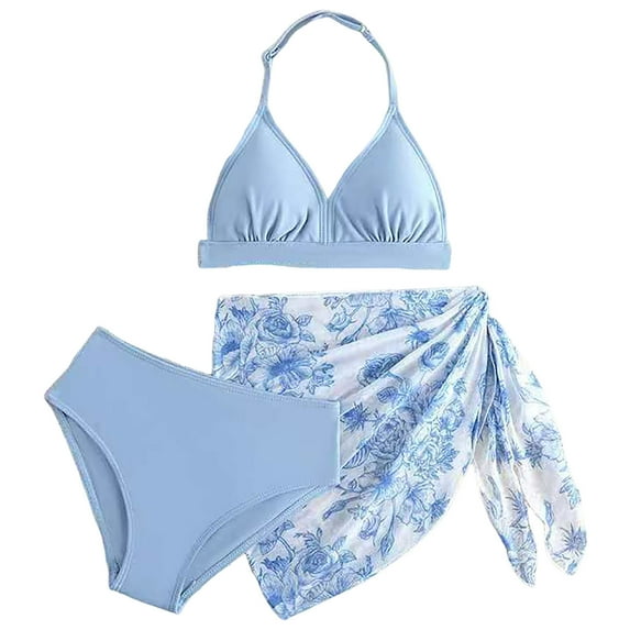 Caqnni Big Girls Bikini Sets Teen Girls Swimsuits Swimwear Fashion Split Swimwear 10-14 Years Summer Beach Girls Swimsuits 9-10 Years,Blue
