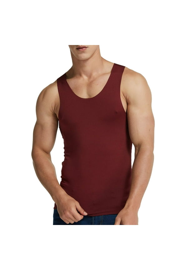 Big and Tall Tank Tops for Men Bodybuilding Sleeveless Tshirts Casual Graphic Tees Sports Stringer Summer Tank Top Undershirts Basketball Football Top (Z05-Red,5XL)