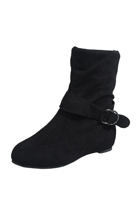 Boots for Women Orthopedic Ankle Boots Arch Support Leather Comfortable Side Zip Wedge Booties (9,Black)