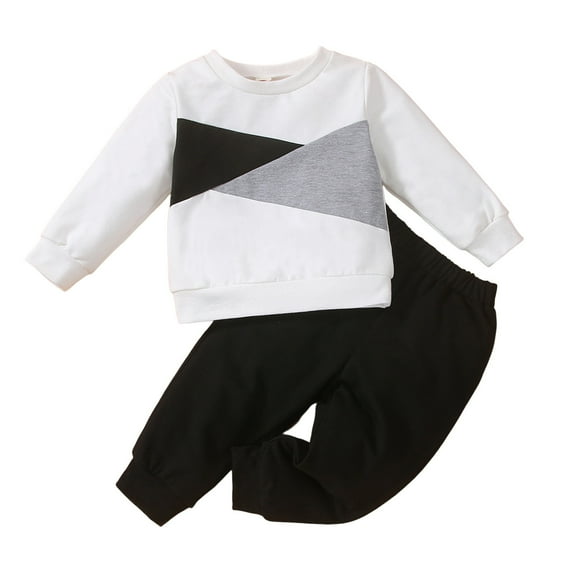 NIEWTR Toddler Boy Clothes Letter Print Outfit Long Sleeve Sweatshirt Top Jogger Pants Cute 2Pcs Set (6-9 Months,Black)