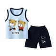 thumbnail image 1 of Caqnni Boy's 2 Piece Summer Beach Set Short Sleeve Tee with Elastic Waist Short Sets Cartoon Print 2PCS Set 3 6 12 18 Months 2T Summer Pjs Kids Gift 2PCS Pajamas Outfits (3-4 Years), 1 of 4