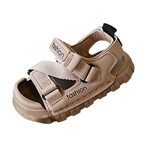 Caqnni Boys Double Adjustable Strap Lightweight Sandals (See More Colors and Sizes) Casual Sandals Beach Shoes Boys Summer Sandals (Brown,10)