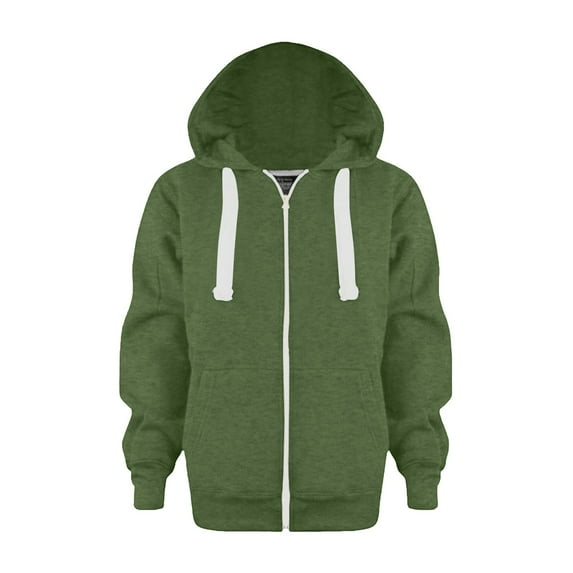 Caqnni Girls Coat jacket Sweatshirt Color Solid Zip Jackets Long Hoodie Top Boys Sleeve Up Little Girls Kids Boys Coat jacket Fall Winter Coat (A08-Green,7-8 Years)