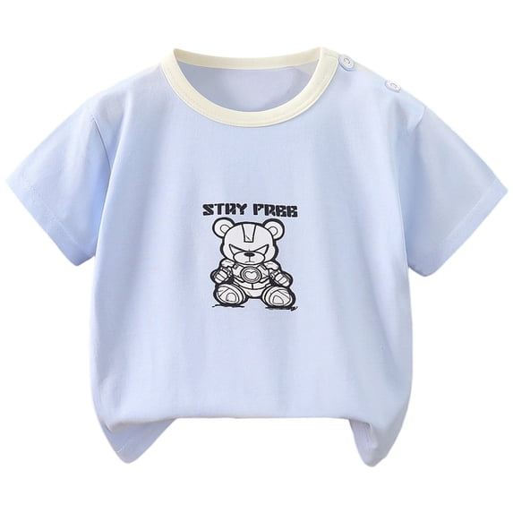 Caqnni Boys Girls Fashion Casual Front Placket Short Sleeve Henley T-Shirts Cotton Solid Color Summer Shirts Casual Wear Shirt (8-12 Months,A161-Light Blue)