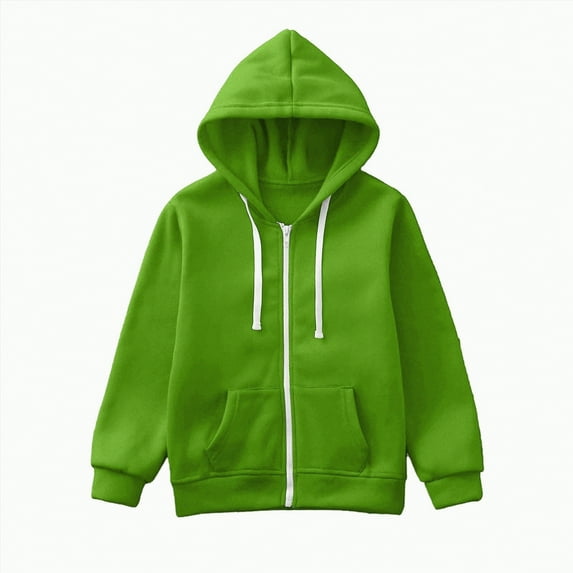 Caqnni Boys Hoodies For Kids Little Girls Pullover Zip Up Hooded Long Sleeves Sweatshirts Solid Color Casual Fall Winter Coat Long Sleeve Coat for 6-7 Years