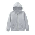 thumbnail image 1 of Caqnni Boys Little Girls Hoodies Hooded Sweatshirts Solid Polar Fleece Jacket Hoodie Classic Full Zipper Top Plush Cotton (A04-Grey,5-6 Years), 1 of 7