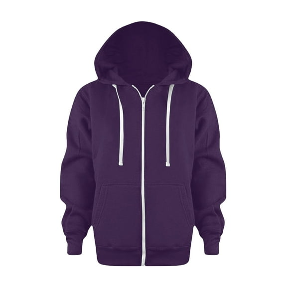 Caqnni Boys Little Girls Zip up Hoodies Long Sleeve Casual Oversized Jackets with Pocket Loose Cute Tops (A09-Dark Purple,4-5 Years)