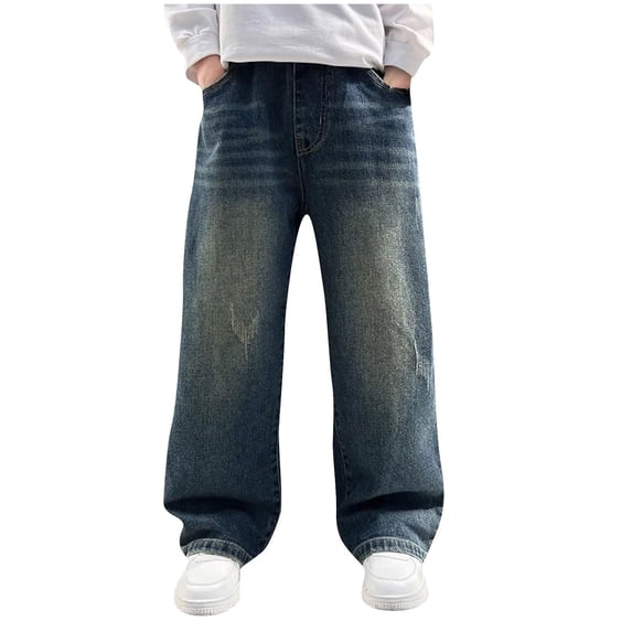 Caqnni Boys Loose Casual Pants Crago Pants Waist Wide Leg Pants Kids Parachute Baggy Joggers Pants for Fall and Winter Boys Casual Pants Boys 11-12 Years
