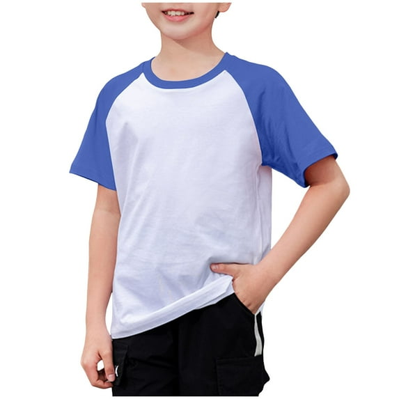 Caqnni Boys' Short Sleeve Oxford Dress Shirt Button Summer with Pocket for School Party Wedding 2T-11 Years Casual Wear Shirt (5-6 Years,A192-Dark Blue)