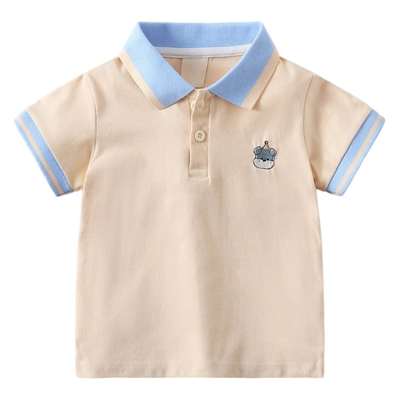 Caqnni Boys T-shirts, Crewneck Casual Stripe Short Sleeve Boys'Summer Tops Cool Summer Shirt (5-6 Years,A203-Beige)