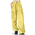 thumbnail image 1 of Caqnni High Waist Cargo Pants Women Baggy Cargo Pants for Women Jogger Straight Wide Leg Parachute Pants Pants Plus Size Womens Clothes (M,Yellow), 1 of 4