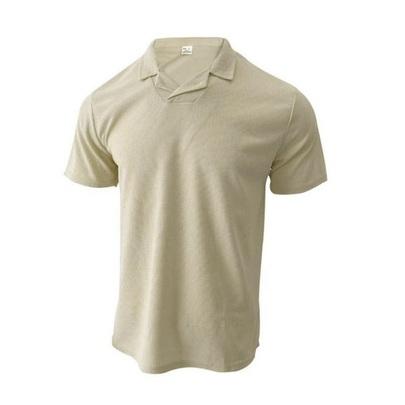 Caqnni Casual Men's Polo Shirts Short Sleeve Shirts with a Collar (Khaki,M)