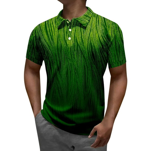 Caqnni Casual Men's Polo Shirts Short Sleeve Shirts with a Vintage Collar (Green,M)