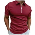 thumbnail image 1 of Caqnni Casual Men's Short Sleeve Polo Shirts Classic Fit for a Stylish Comfort (Red,XL), 1 of 5