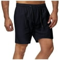 thumbnail image 1 of Caqnni Men's Comfort Casual Shorts Straight Fit Classic Loose Fit Work Wear Drawstring Shorts with Multi Pockets (Black,M), 1 of 4