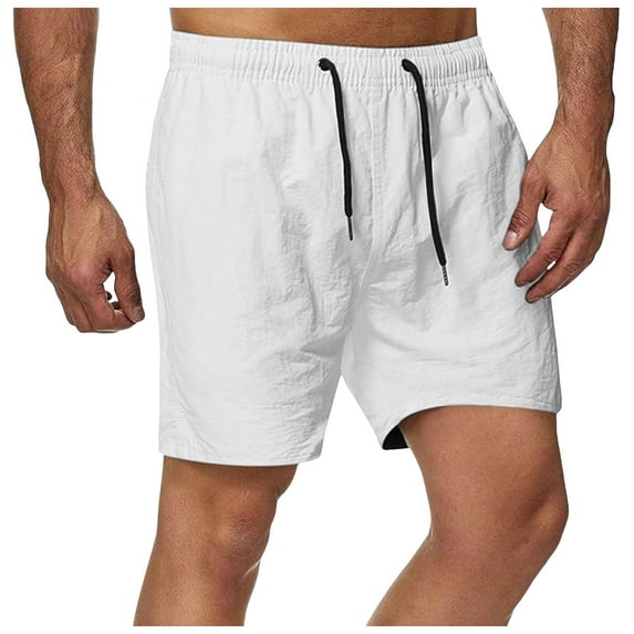 Caqnni Men's Casual Shorts Trendy Casual ParachuteShorts Loose Fit Joggers with Pockets for Streetwear Athletic Gym Mens Shorts (Z01-White,M)