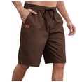 thumbnail image 1 of Caqnni Casual Shorts for Men's Casual Trousers Work Wear Pockets Full Casual Shorts Elastic Waist Yoga Summer Trousers (Z05-Coffee,3XL), 1 of 6